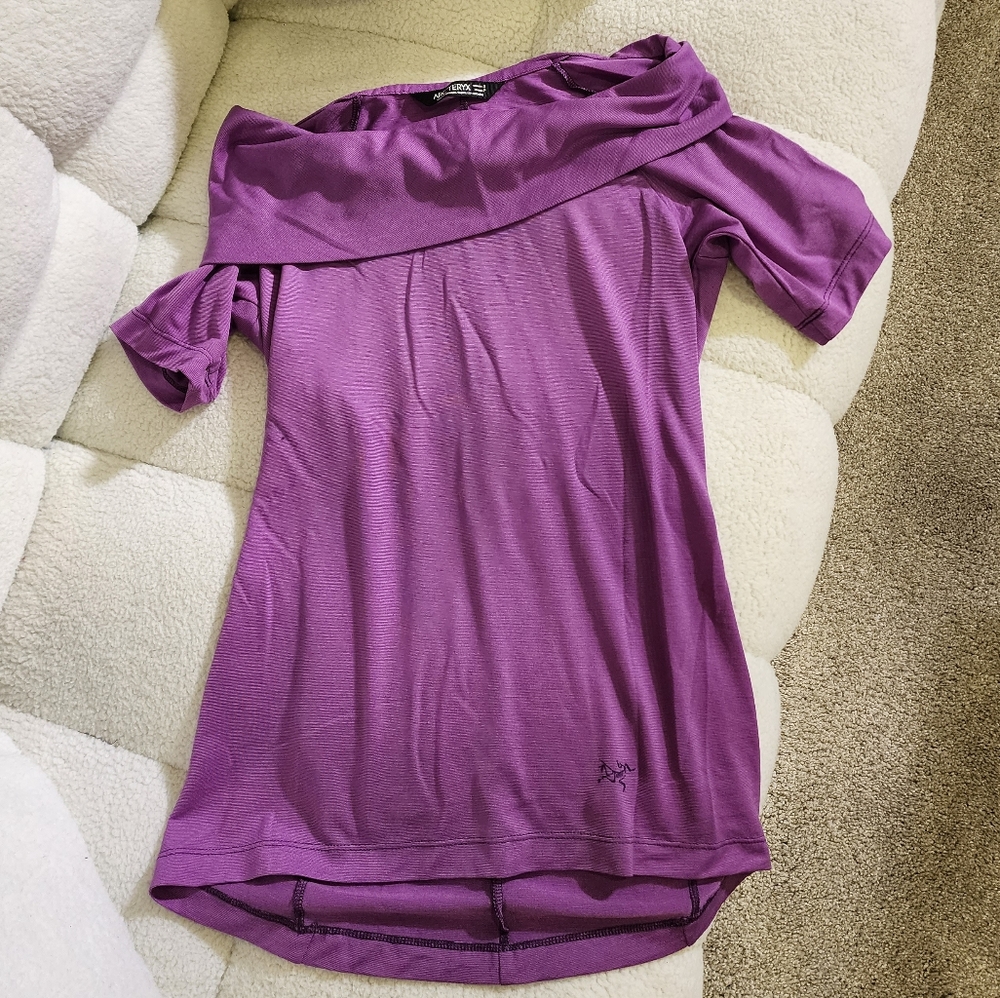 Arcteryx Purple Wool Blend Cowl Neck Top